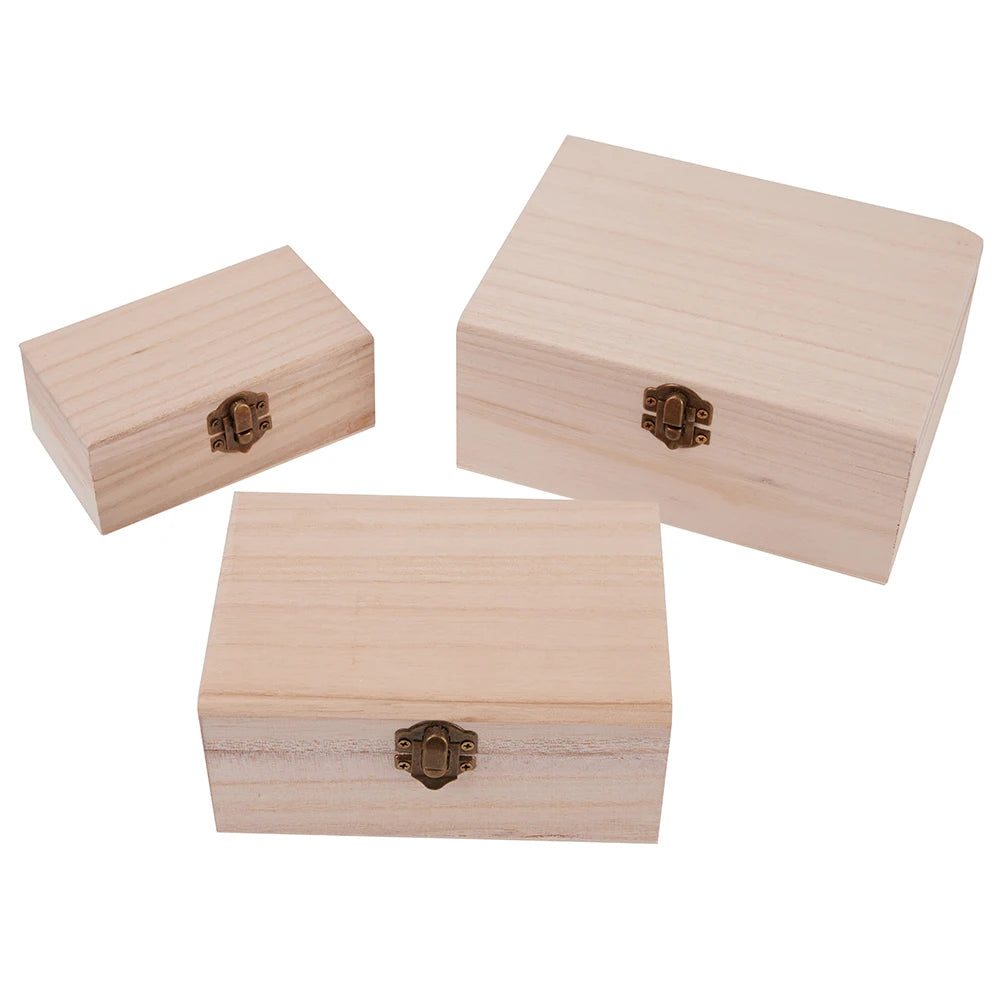 Handmade wooden hinged storage boxes for crafts, gifts, and DIY projects - 3 close