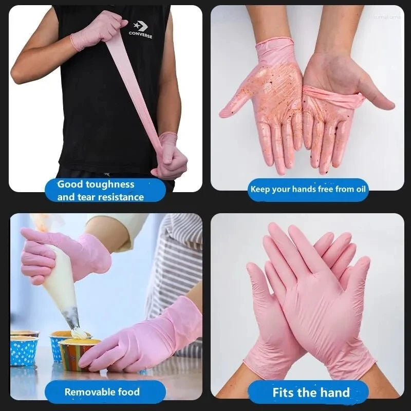 Pink Nitrile Gloves – Disposable, Powder-Free (20/50/100PCS)