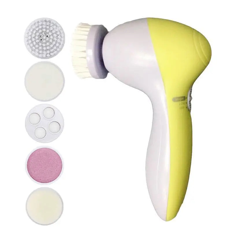 Electric Facial Cleaner 5 IN 1 Brush - yellow