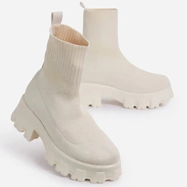 Boots Wide Platform Boots For Winter - 7 Beige