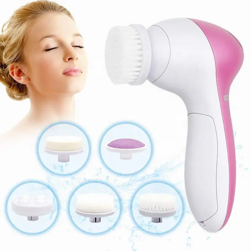 Electric Facial Cleaner 5 IN 1 Brush - pink