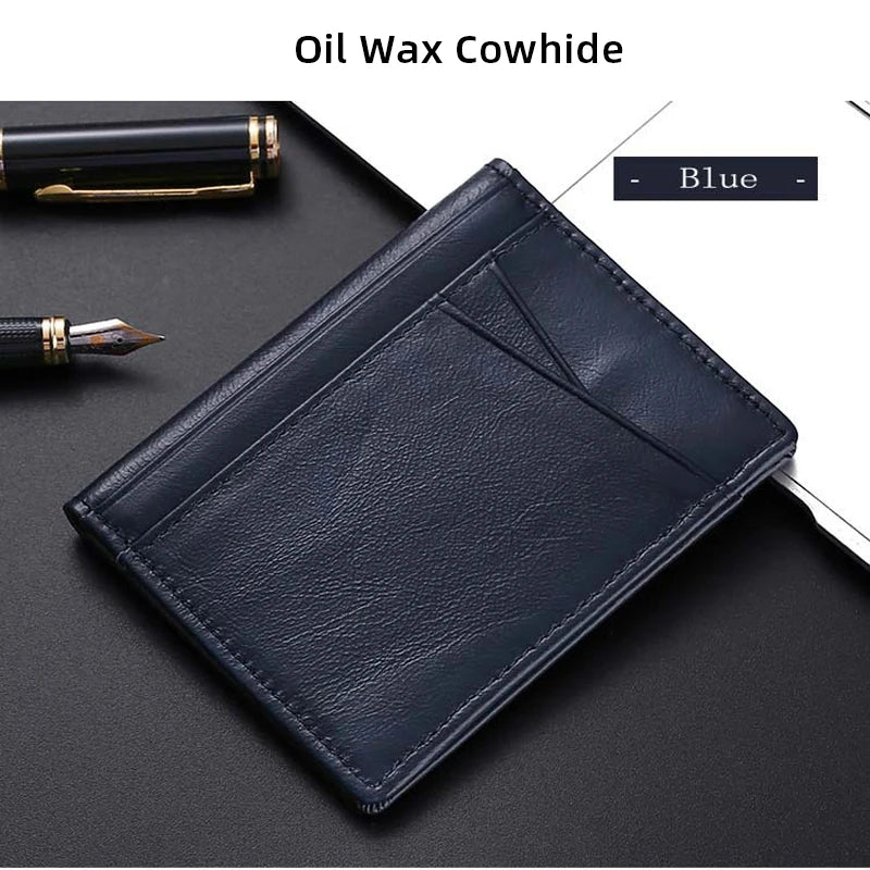 YUECIMIE slim genuine leather card holder wallet for men - blue
