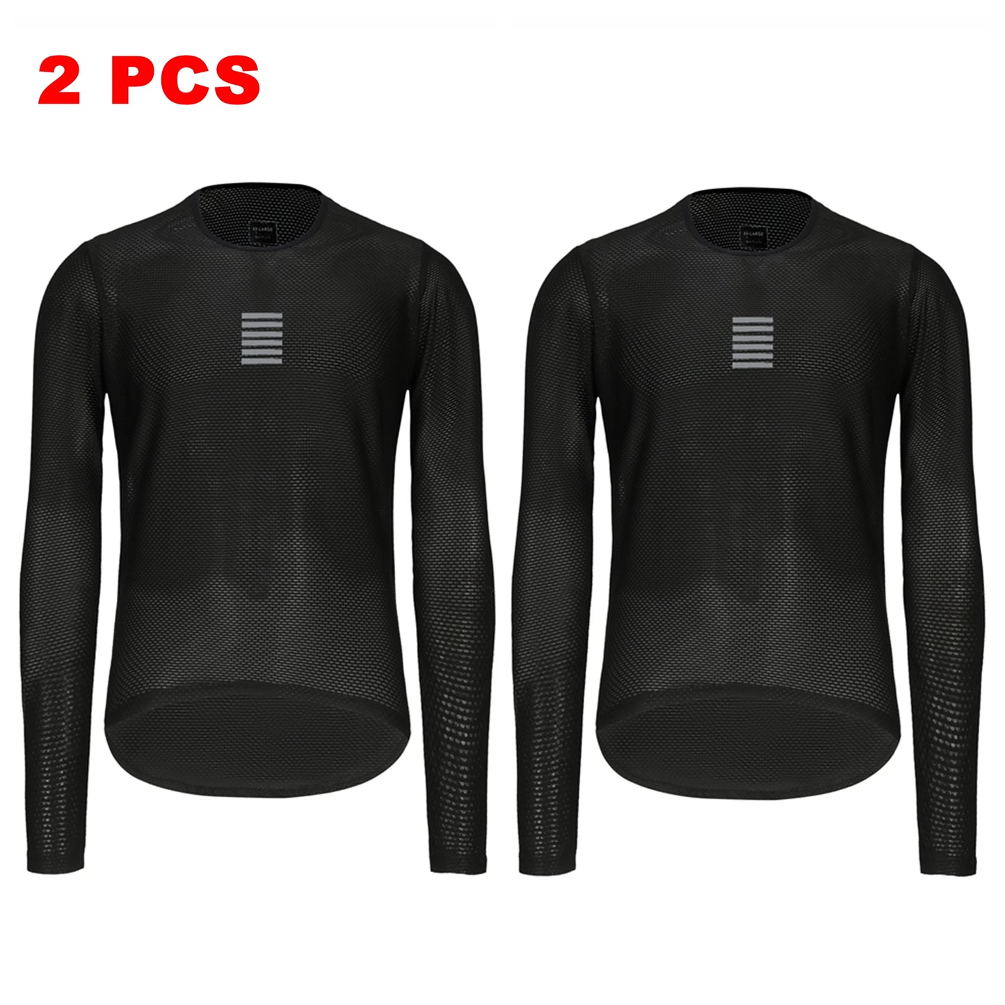 Set of two Rsantce 2024 men’s summer cycling undershirts designed with breathable mesh fabric black long sleeves