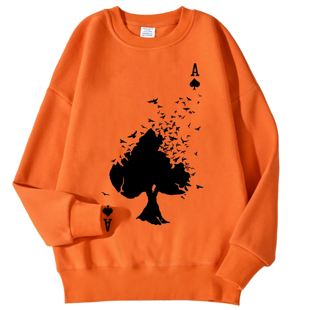 Drifting Spades A Black Pattern Male Sweatshirts - orange