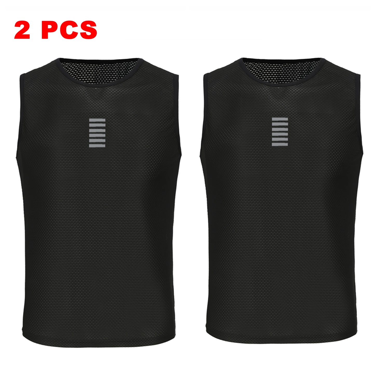 Set of two Rsantce 2024 men’s summer cycling undershirts designed with breathable mesh fabric. black no sleeves 2