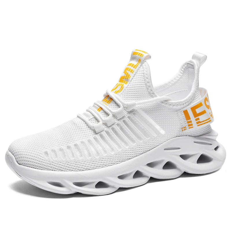 Men and women’s breathable mesh running sneakers – casual tennis sports shoes. white 9