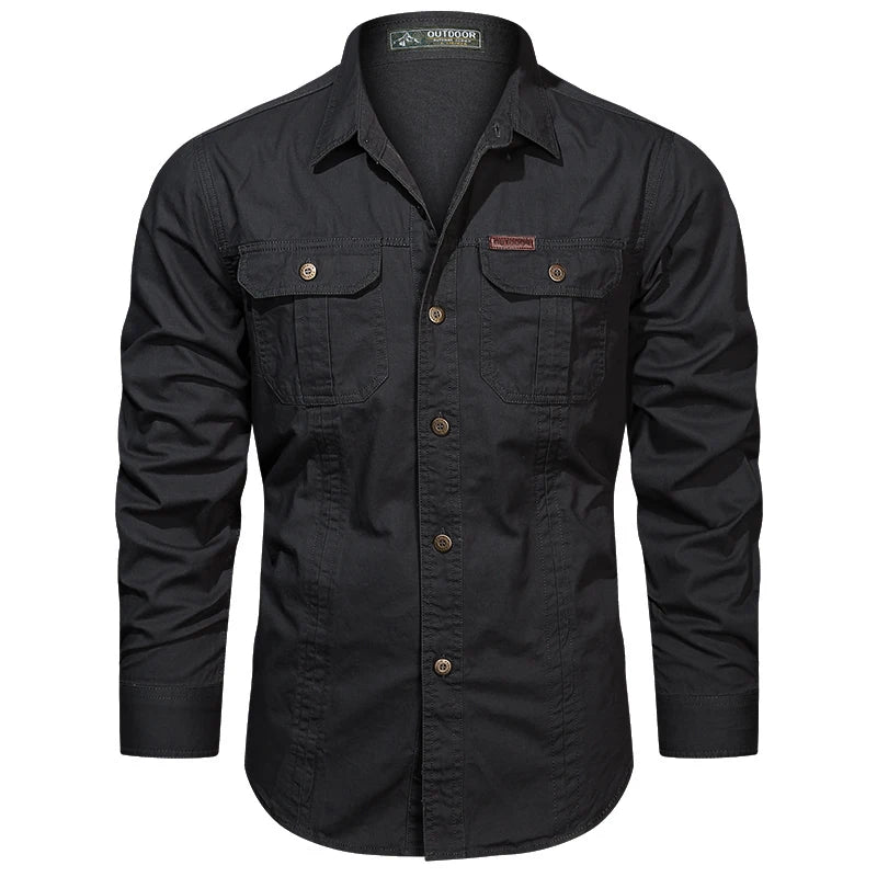 Cotton Cargo Shirt for Men Long Sleeve - 10
