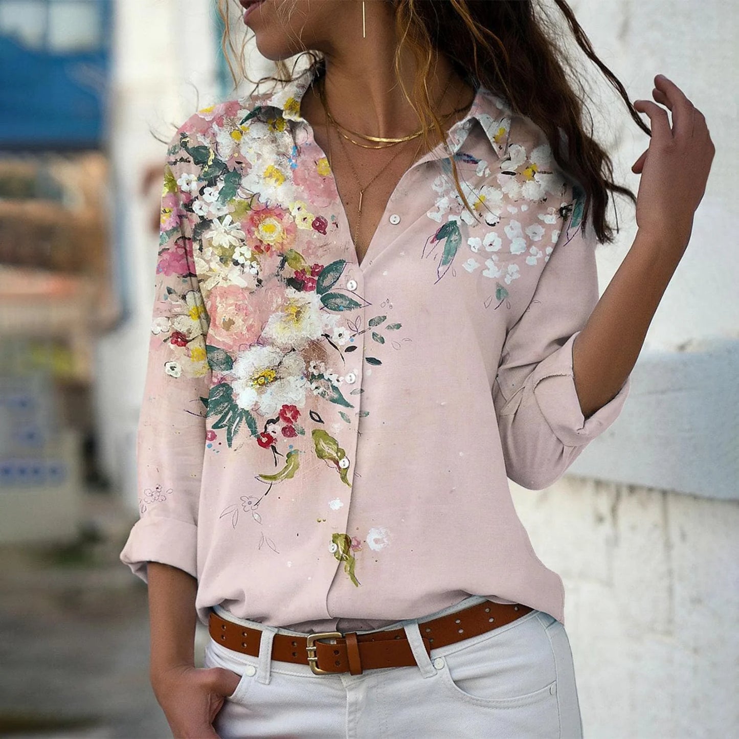 Elegant Loose Shirt for Women | Casual Long Sleeve Top