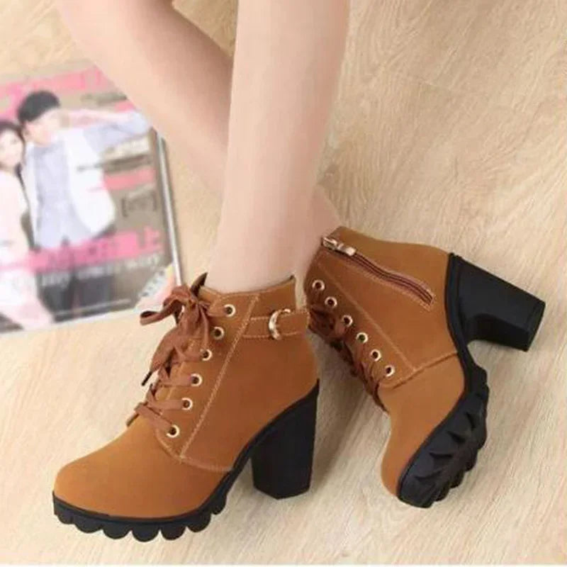 Women High Heeled Ankle Boots - 3
