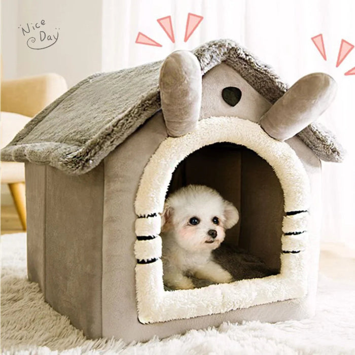 Indoor warm dog house with removable cushion, soft pet bed tent for cats and dogs - 02