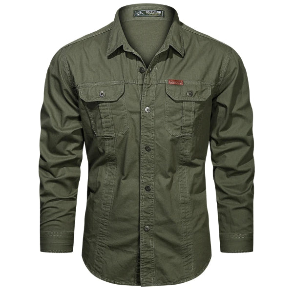 Cotton Cargo Shirt for Men Long Sleeve - 8