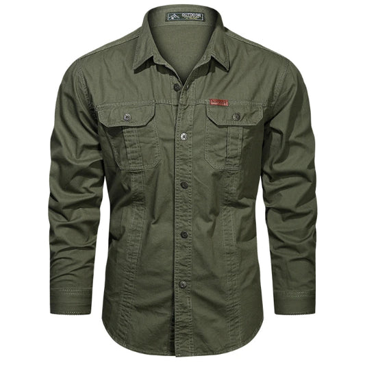 Cotton Cargo Shirt for Men Long Sleeve - 8