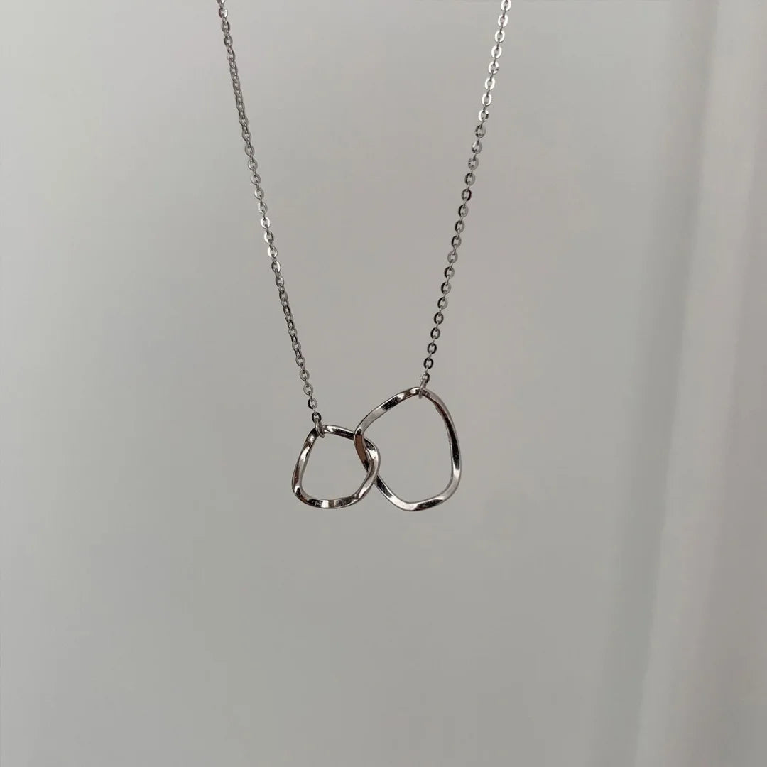 Golden crystal circle pendant necklace for women – elegant trendy jewelry silver color