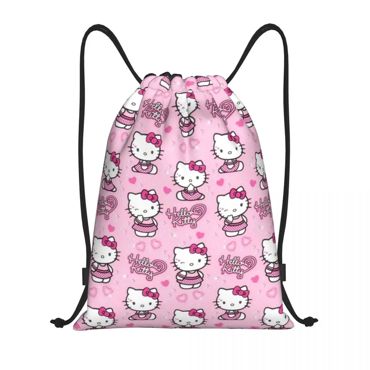 Custom Hello Kitty Cat Drawstring Backpack - Pink