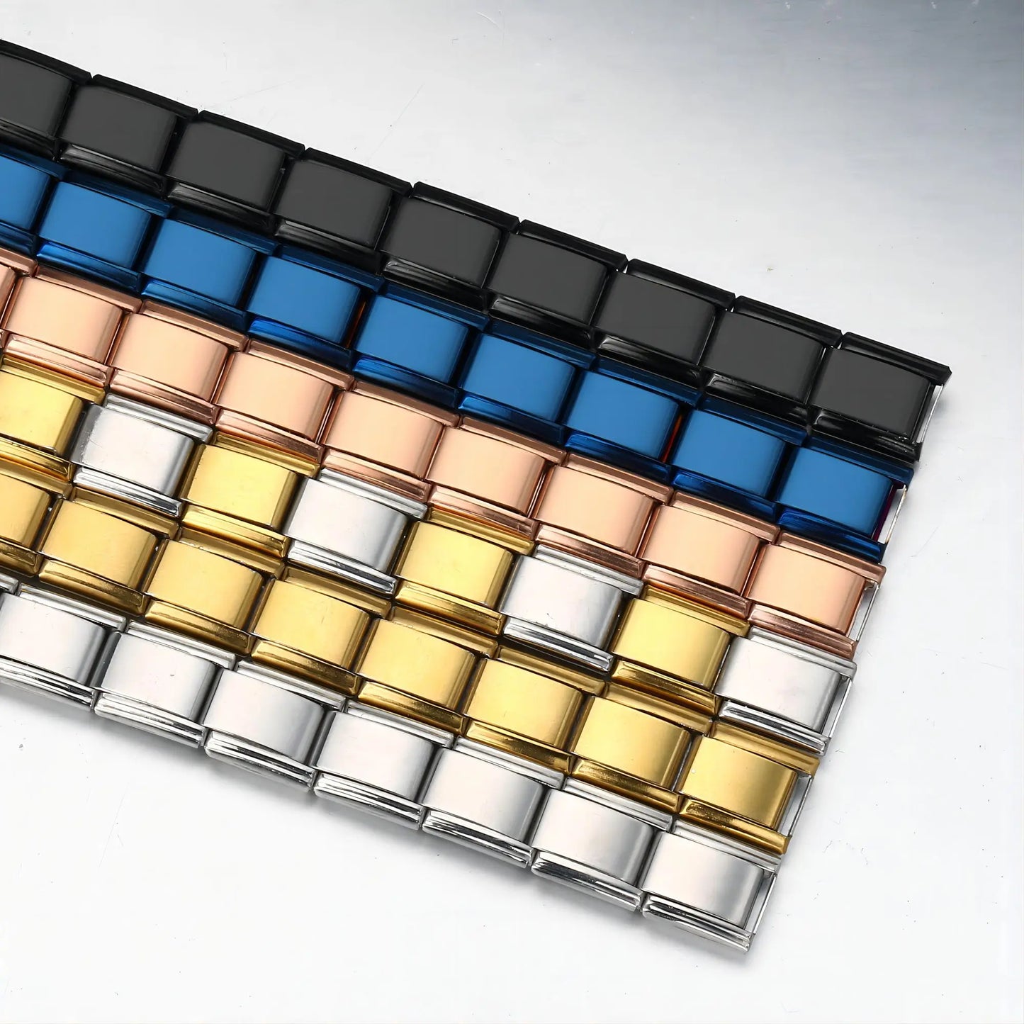9mm stainless steel Italian charm bracelet with elastic DIY link chain - all colors
