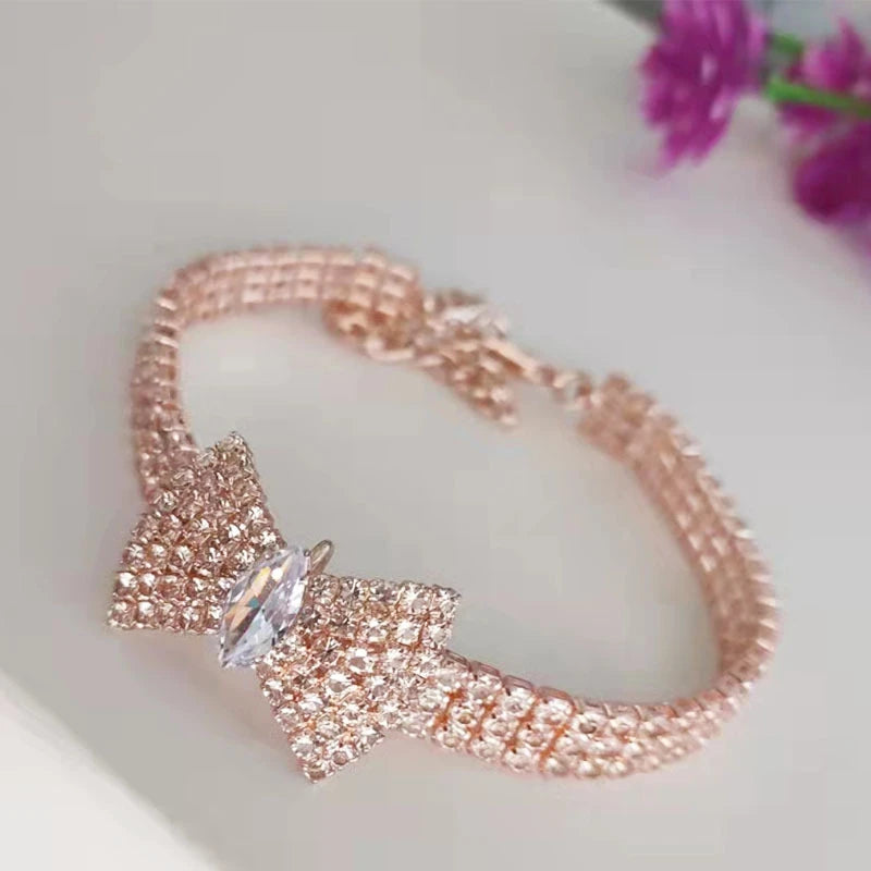 Pet Accessories Zircon Bow - pink
