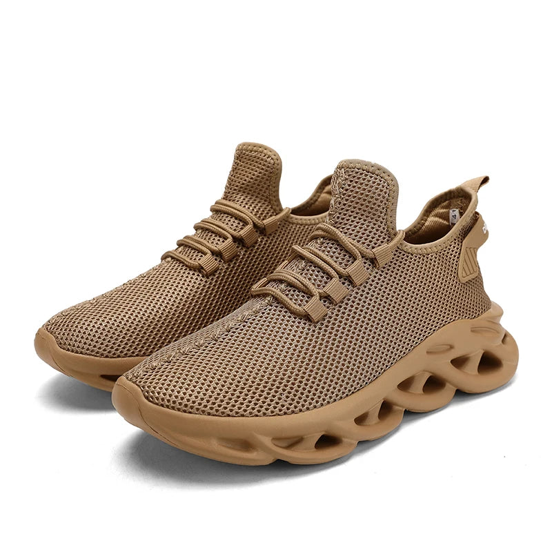 Brown men's breathable mesh outdoor sports running and walking shoes -60