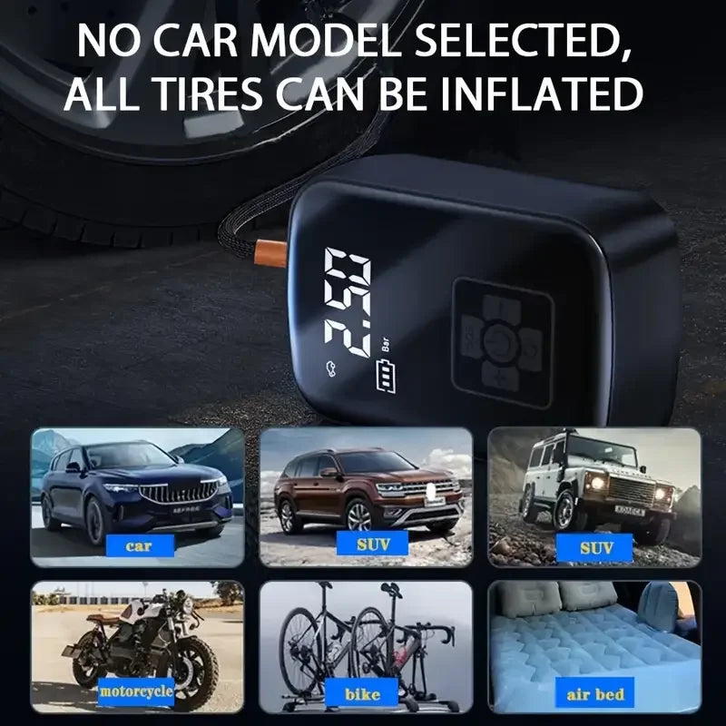 LEIBOO wireless air compressor with digital display for car, bike, and motorcycle tire inflation -014