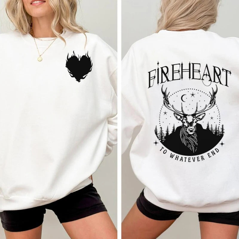 Fire-heart Sweatshirt Women - white