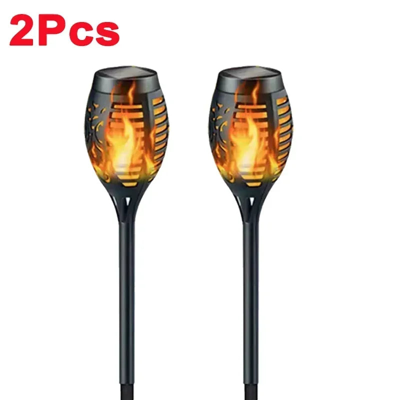 Waterproof solar flame torch lights for garden, patio, and path decoration. -2. pcs