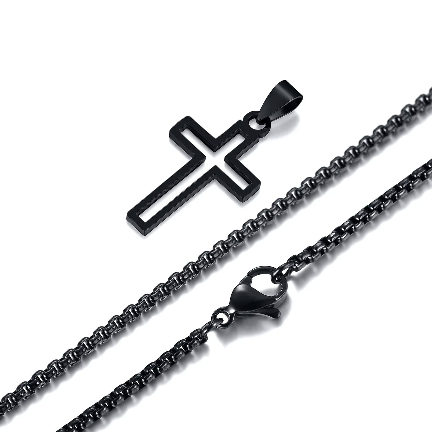 Mens Cutout Cross Necklaces. - black05
