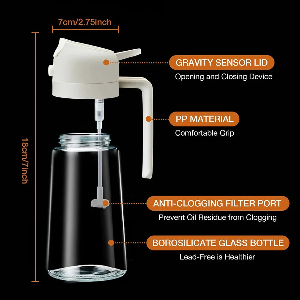 Clear bottle with white pump and features highlighted on a black background