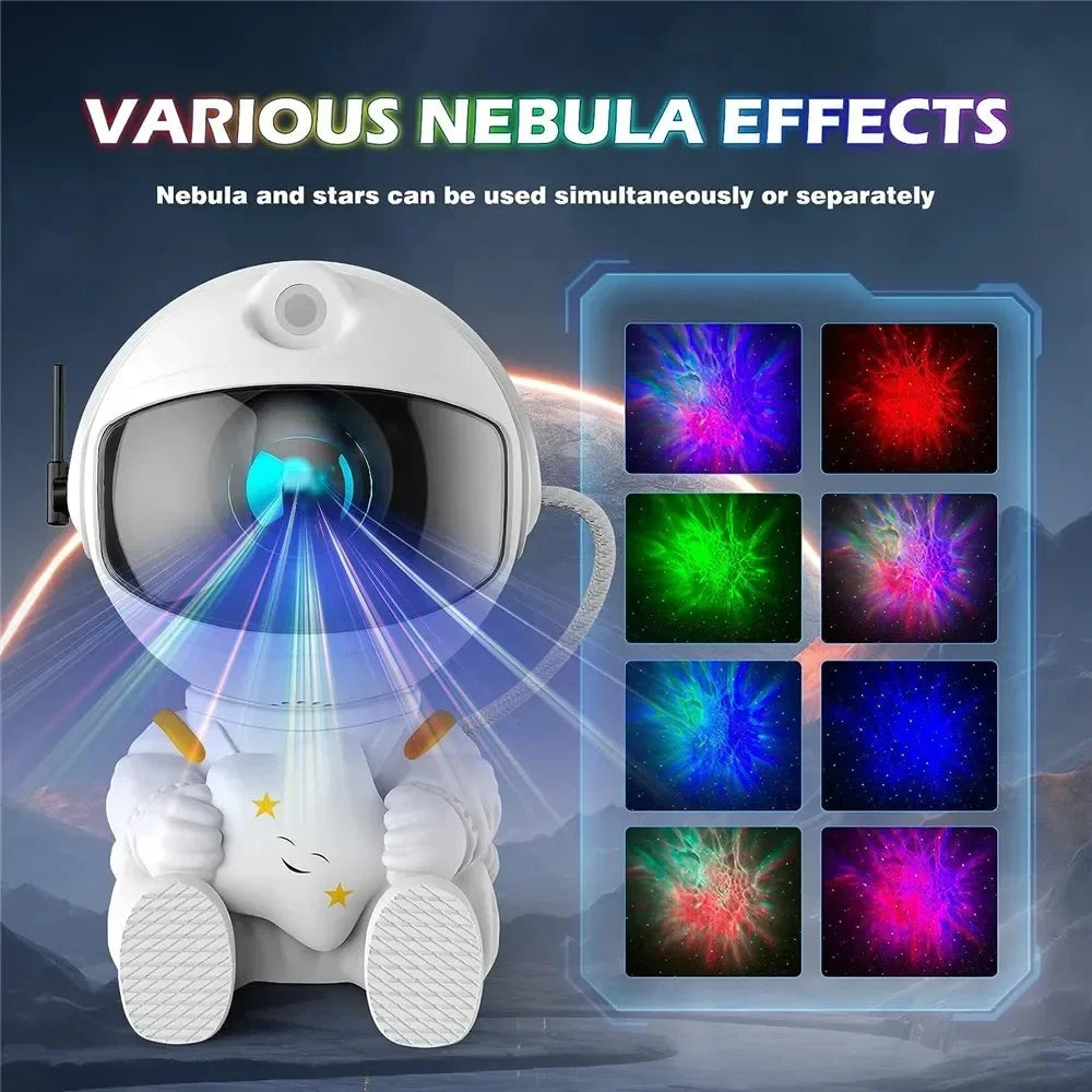 Galaxy star astronaut LED projector night light lamp for kids’ bedroom decoration and gifts-various nebula effects
