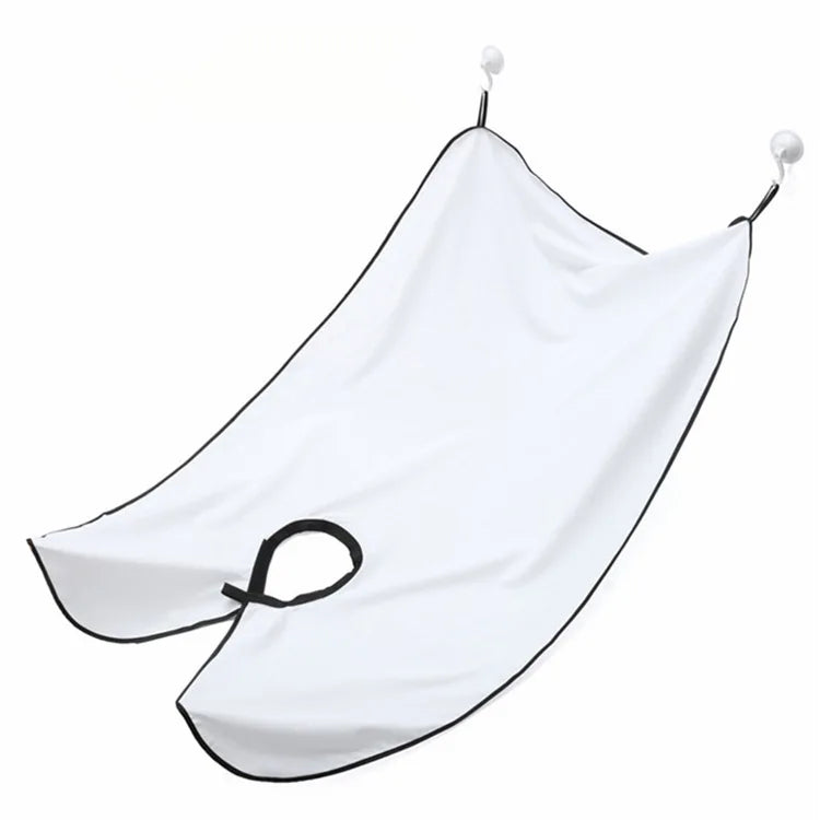 Male beard shaving apron hair catcher bib for bathroom grooming and shaving mess control -white 2