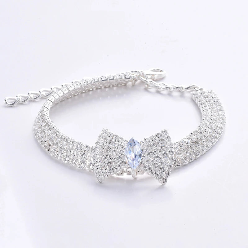 Pet Accessories Zircon Bow - white