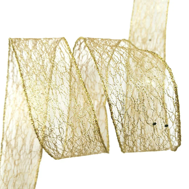 2-meter roll of 50mm shiny gold hollow-out ribbon gold 02