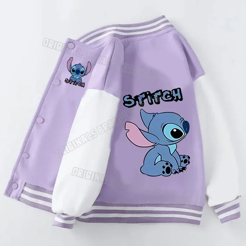Purple jacket with cartoon character design on a white background