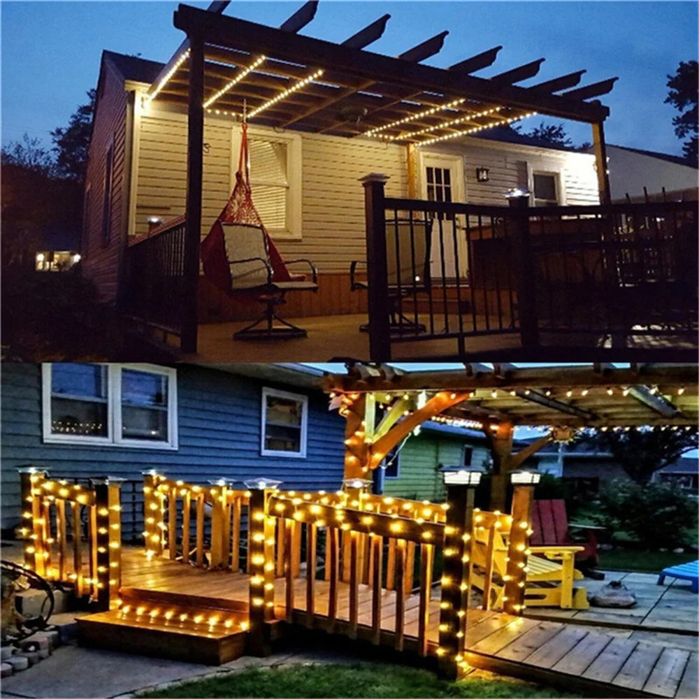 10M and 20M solar LED string lights for outdoor garden and Christmas decoration, waterproof festoon garland 4