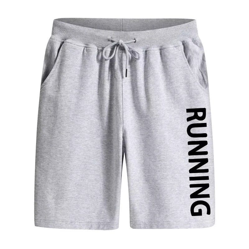Moto men’s running sports shorts, high-quality summer soft cool knee-length pants, classic male gym fitness jogging shorts gray