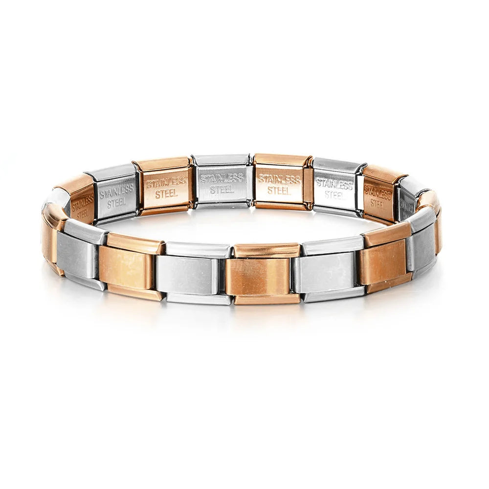 9mm stainless steel Italian charm bracelet with elastic DIY link chain- two colors