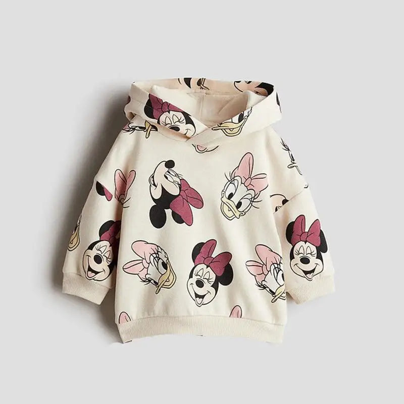 Children's hoodie with Minnie Mouse prints on a light gray background