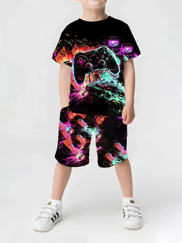 2025 Kids Set – Crown Print T-Shirt & Shorts