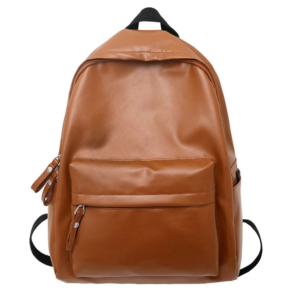 Embroidered Name Retro High School Student PU Bag - brown