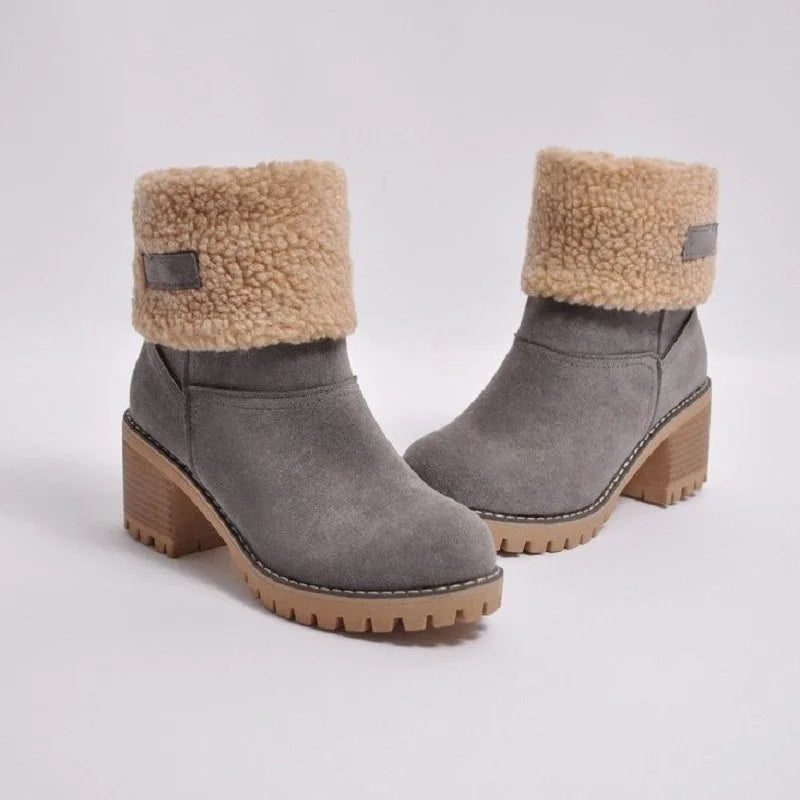 Women Winter Fur Warm Snow Boots - 4 gray