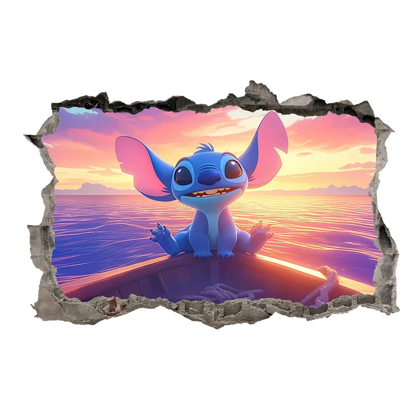 Cartoon character on a sunset background with a distressed edge effect