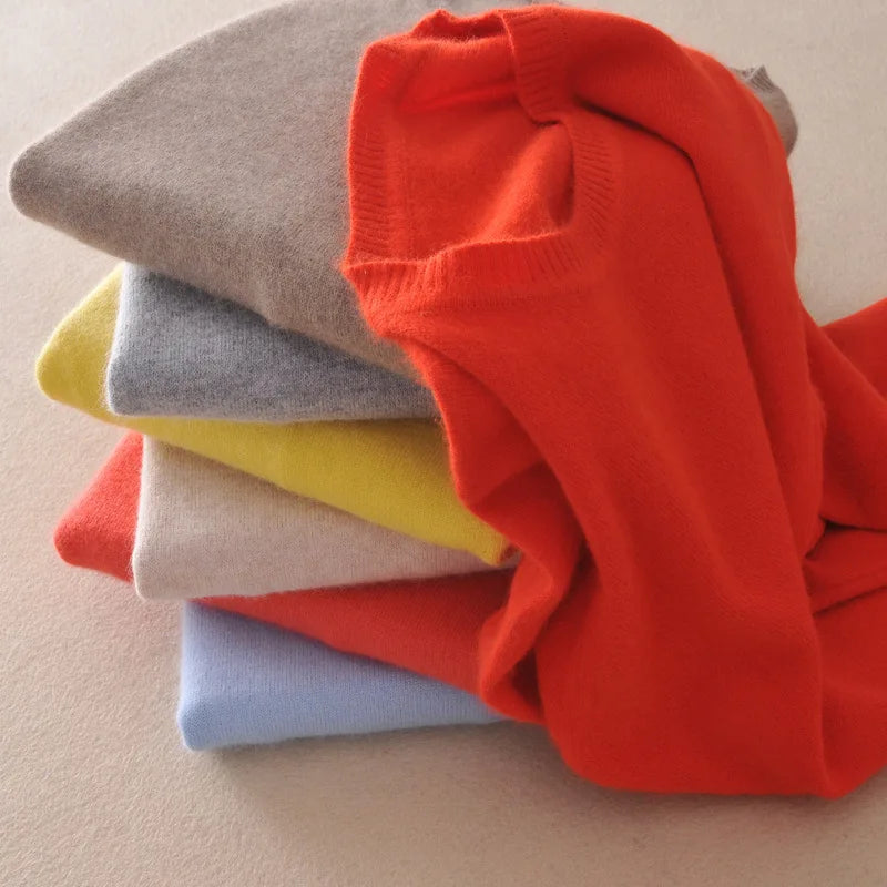 Women’s long-sleeved solid color knit pullover sweater with O-neck several colors