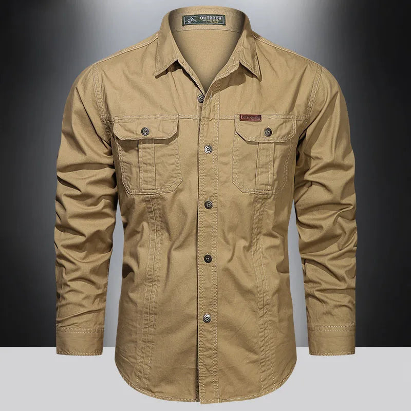 Cotton Cargo Shirt for Men Long Sleeve - 4