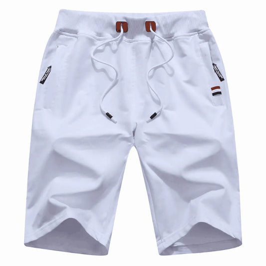 White shorts with drawstring on a white background