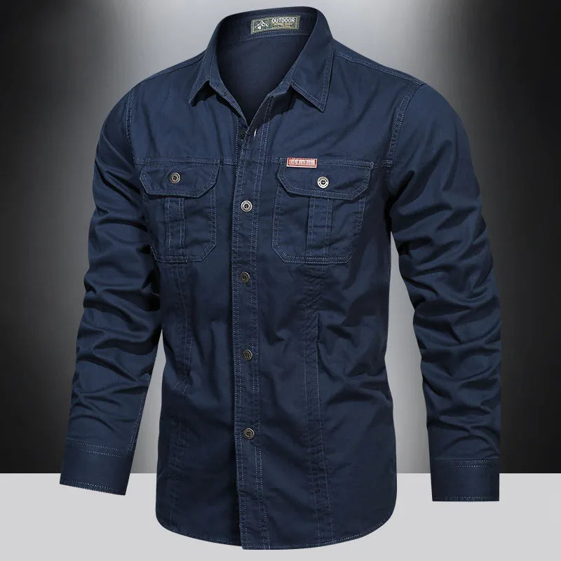 Cotton Cargo Shirt for Men Long Sleeve - 5