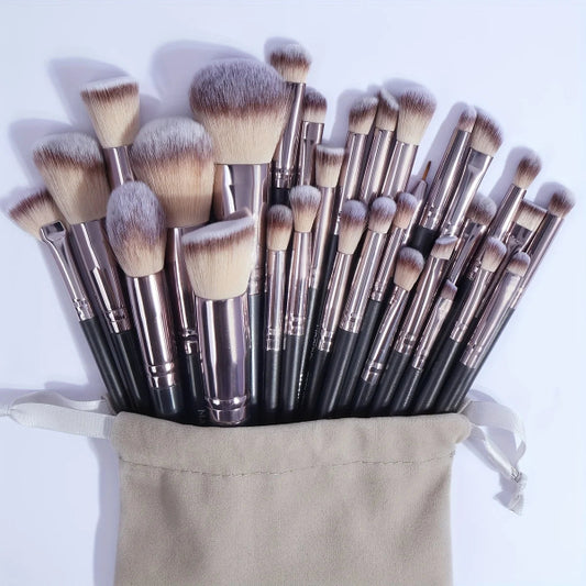 MAANGE 30-piece professional makeup brush set with bag – includes brushes for foundation, concealer, eye shadow, powder, blush, and blending- 1