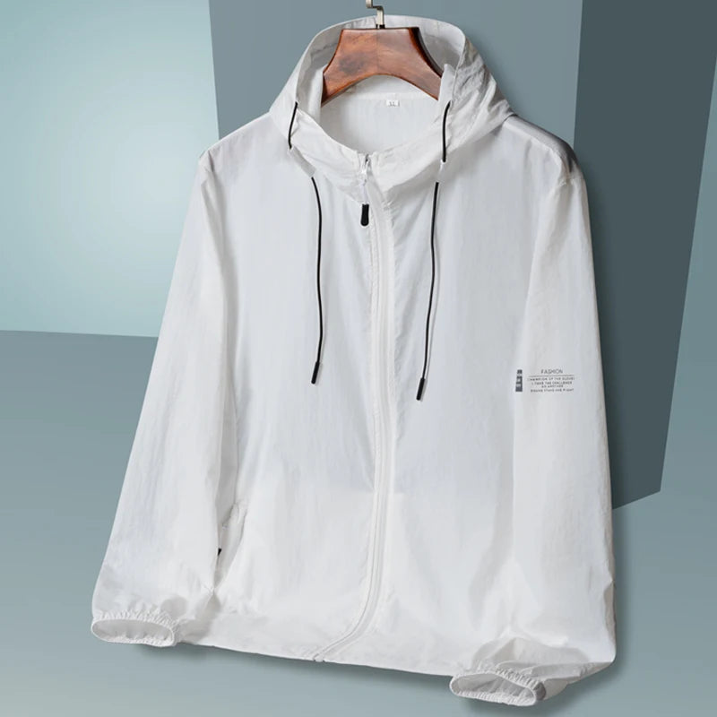 2023 summer hooded quick-dry windbreaker jacket for men and women with UV protection - white02