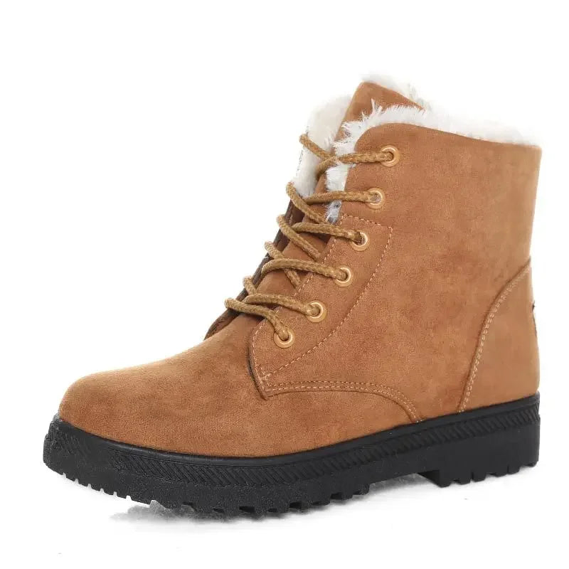 Winter Boots Ladies Snow Boots Lace Up   beige