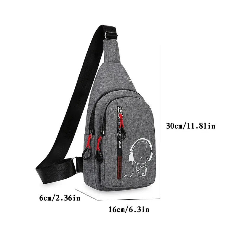 New Casual Fashion Male Shoulder Chest Bag - dimensions 2