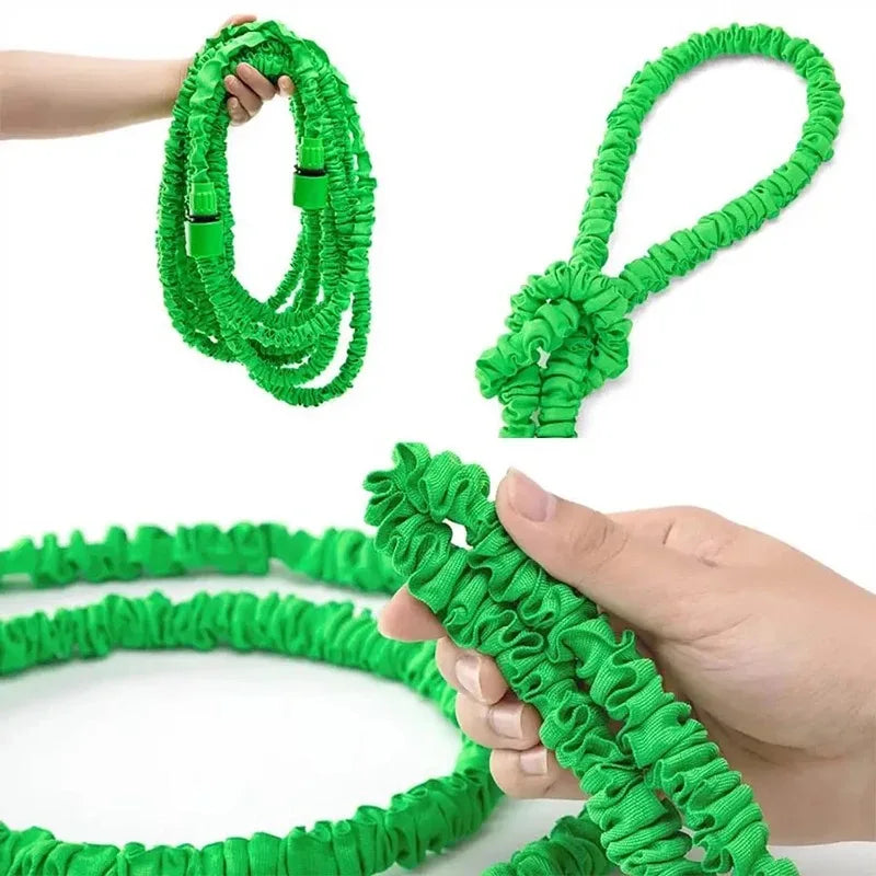 Expandable 25FT–200FT garden hose with high-pressure spray gun for watering and car cleaning - green 2