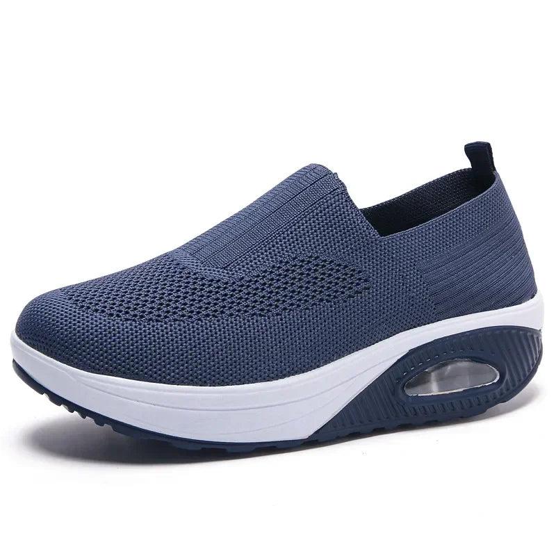 Women Knitted Mesh Sneakers - blue3