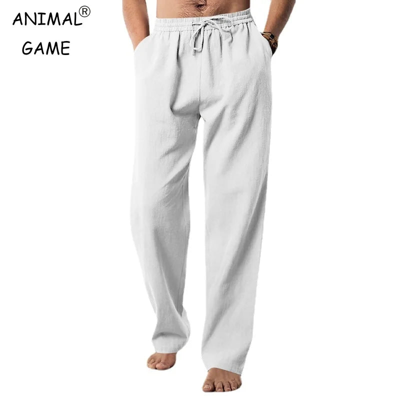 Men's Wide Pants Cotton Lightweight - white